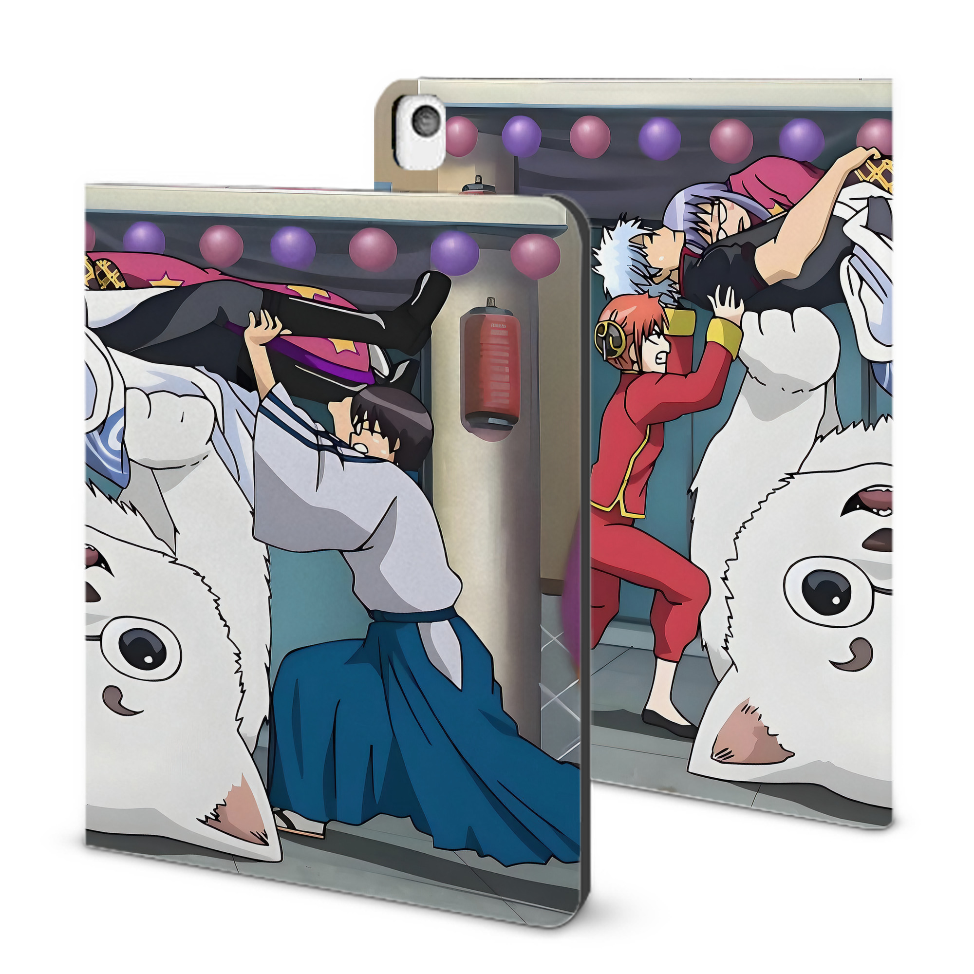 （画像用） ぎんたま 坂田銀時（さかたぎんとき） 神楽 志村新八（しむら しんぱち） GINTAMA Sakata Gintoki Kagura Shimura Shinpachi IPadケース ペンホルダー付き ブックスタイルデザイン